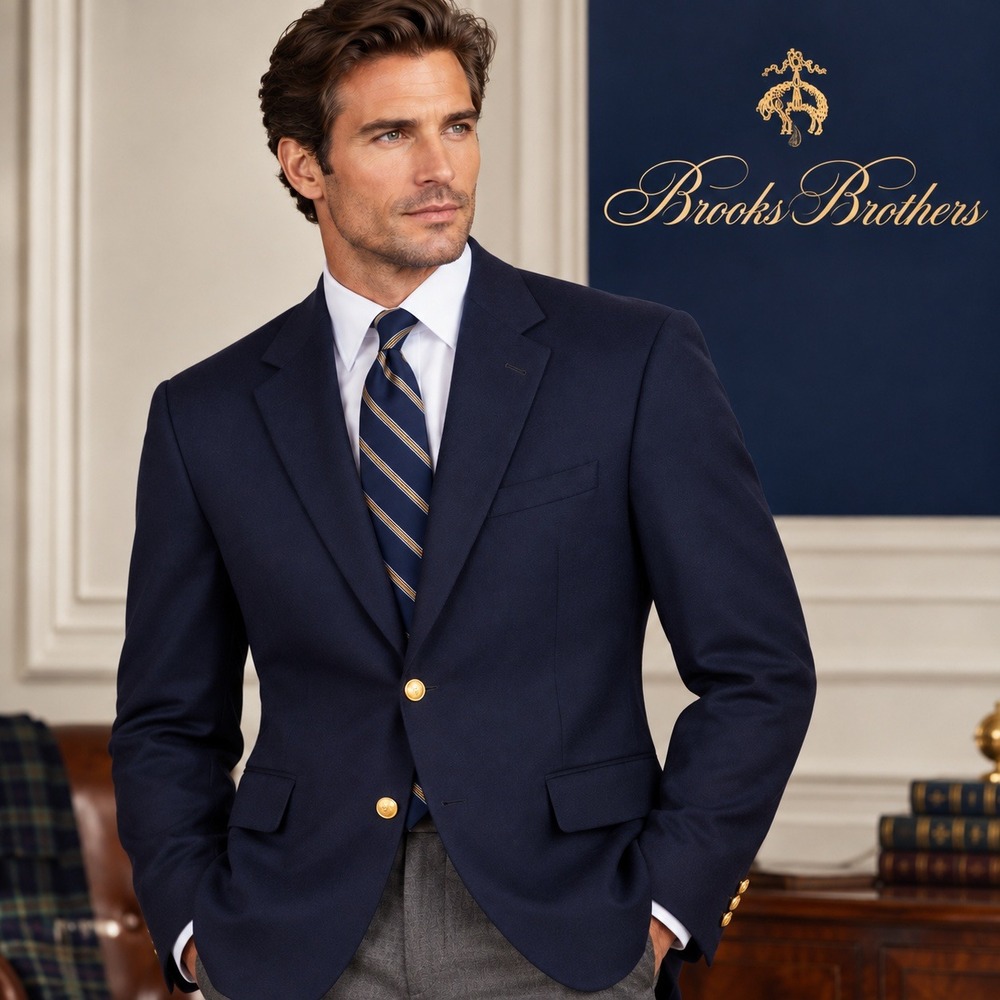 Brooks Brothers 1818 Madison Navy Blazer 45L Loro Piana Super 120s Wool USA Made